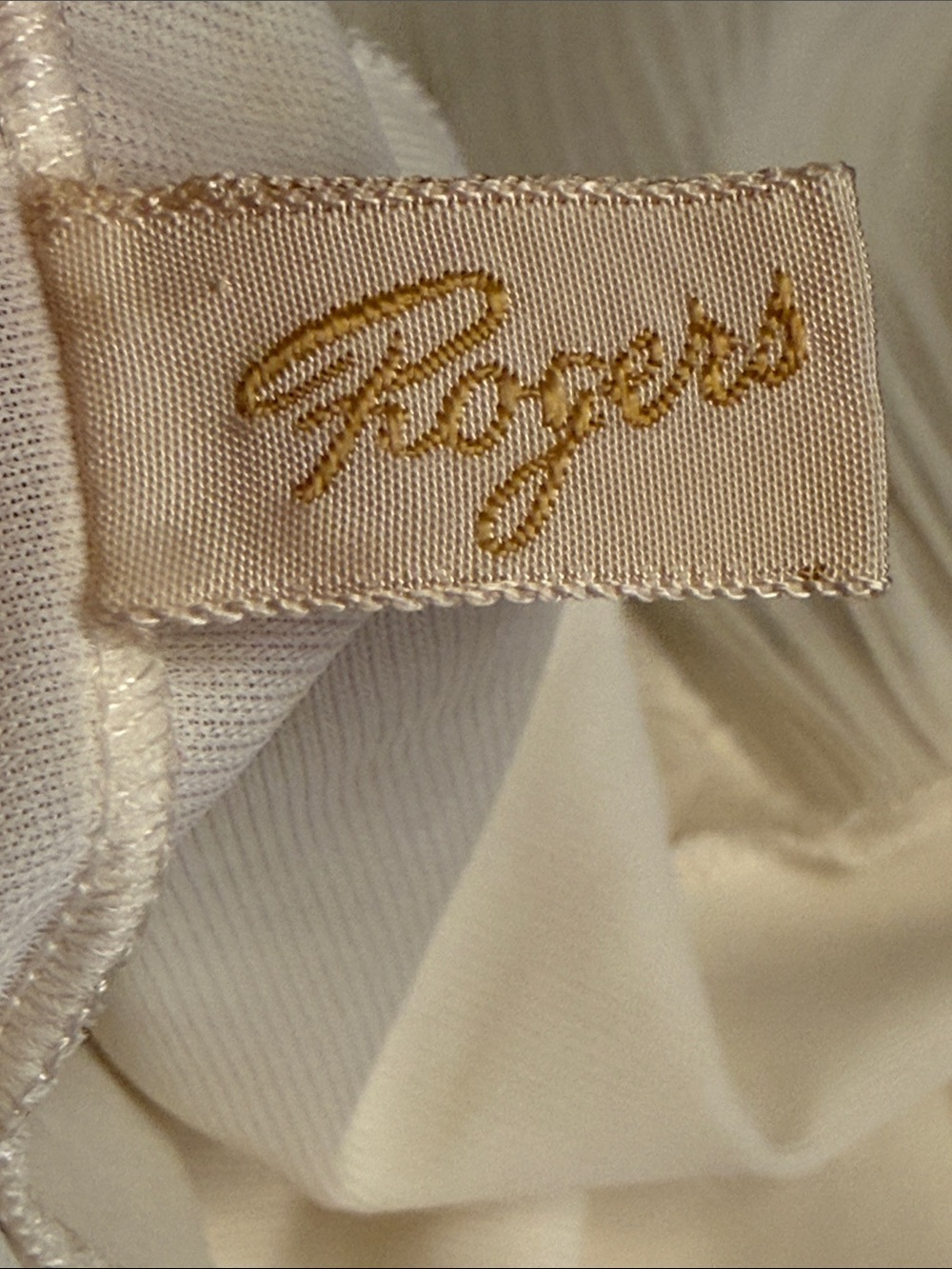 Vintage Rogers Nightgown / Slip Off-White Sheer Pleated and Lace Bust & Hem - Picture 11 of 12